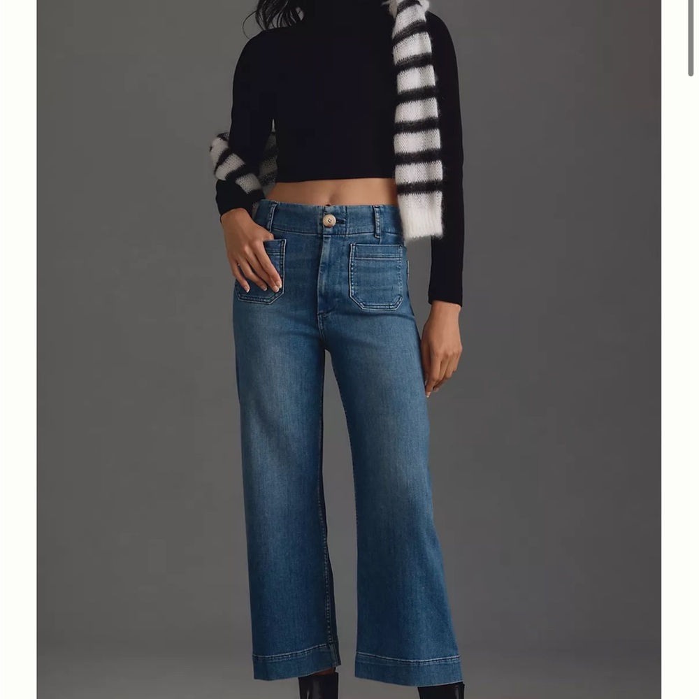The Colette Denim Cropped Wide-Leg Jeans by Maeve - Size 27P